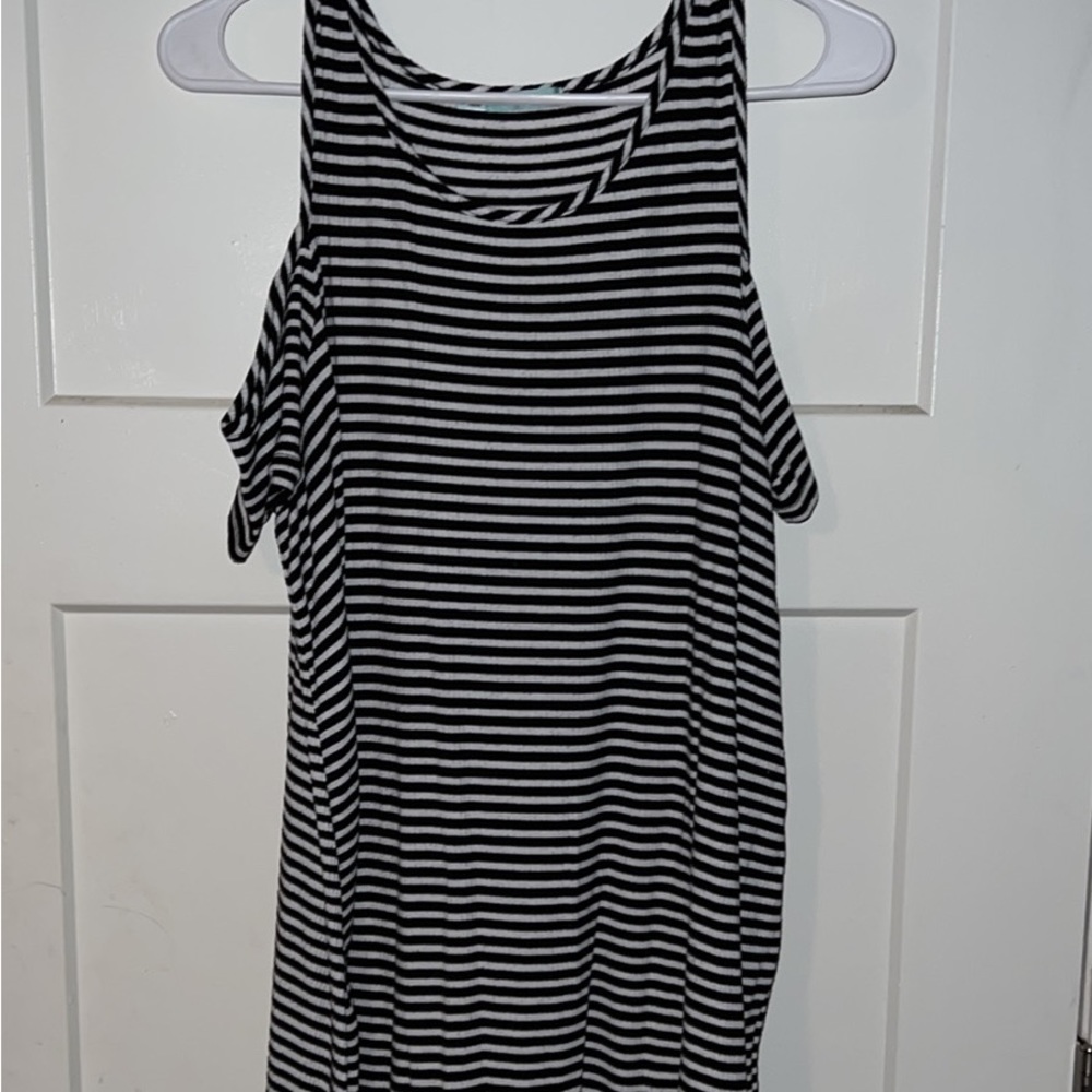Striped dress with shoulder cut outs